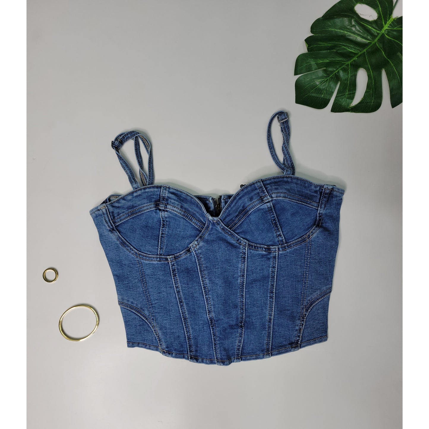 Hold Me Denim Corset Top