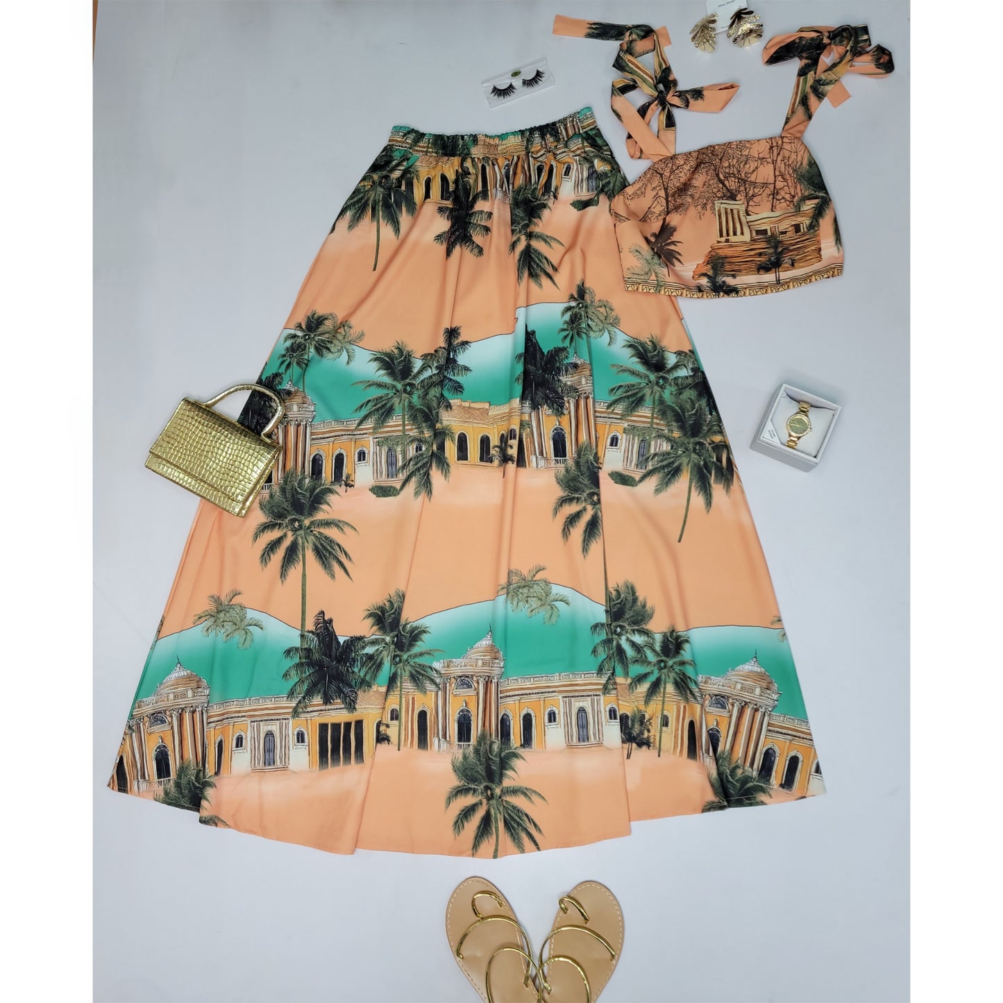 Tropical Boho 2 Piece Skirt Set