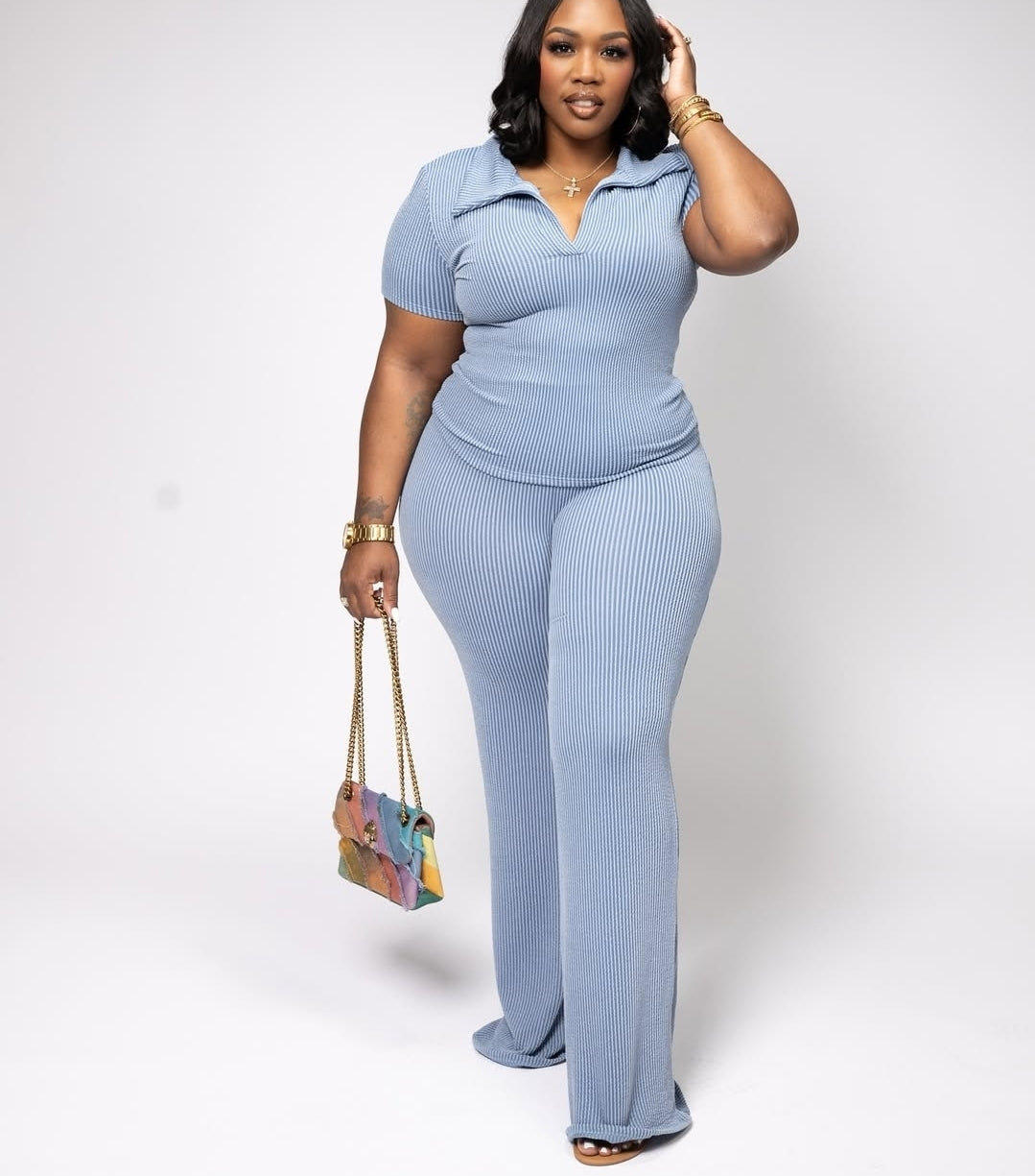 Keisha Plus Ridded Pants Set
