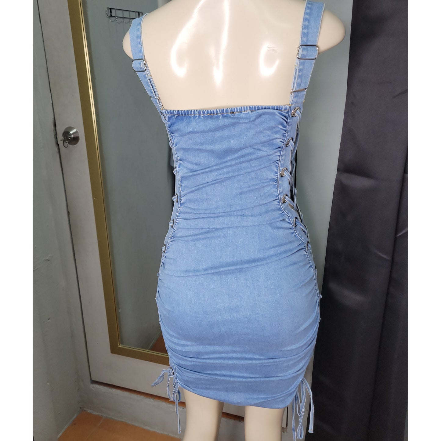 Lace Me Up Denim Dress