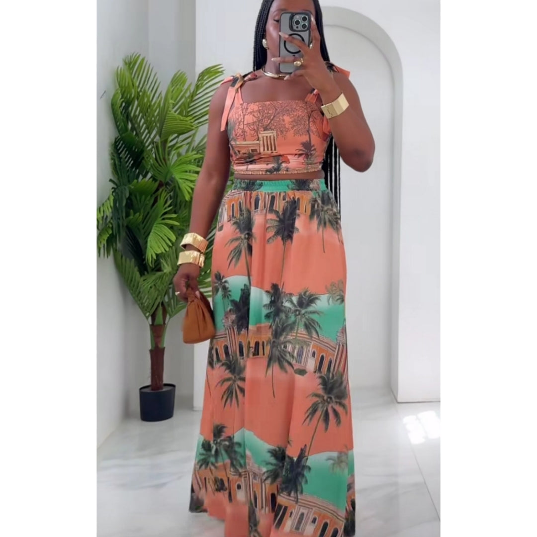 Tropical Boho 2 Piece Skirt Set