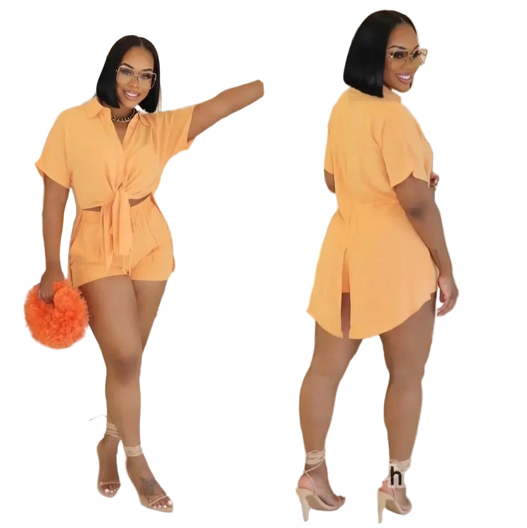 Cece Slit Shirt Set