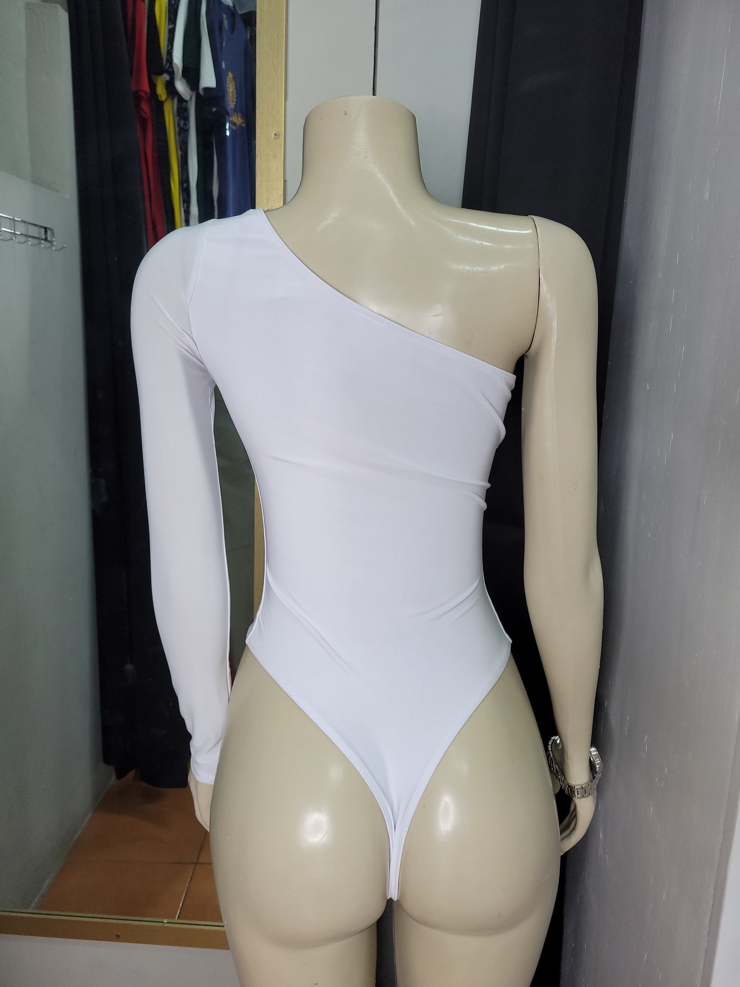 One Shoulder Long Sleeve Bodysiut