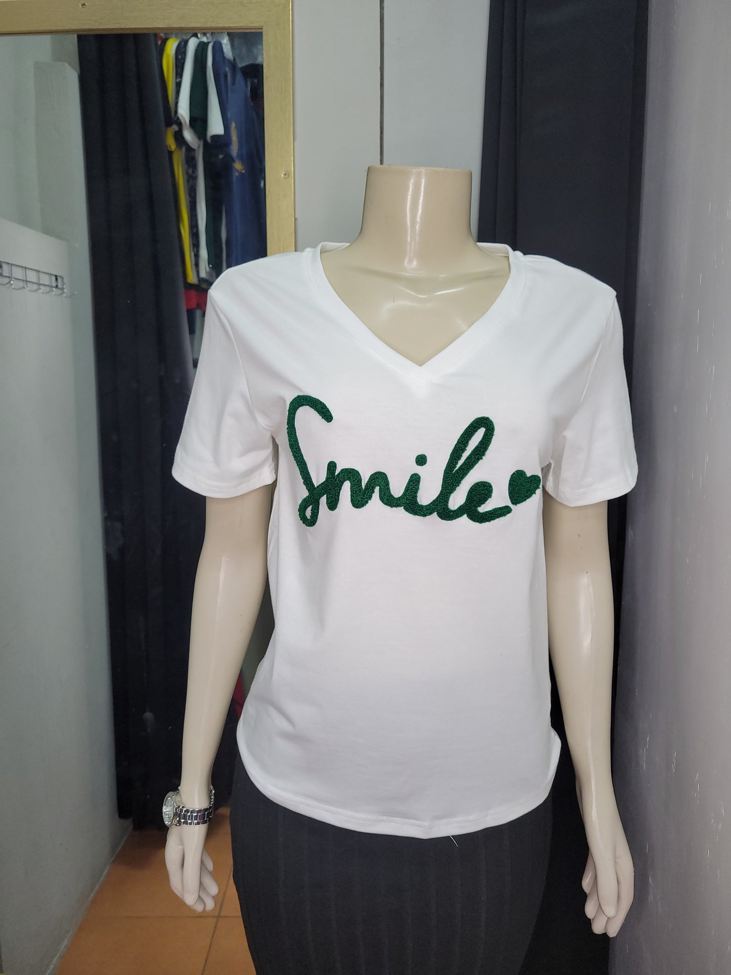 Smile Embroidery Graphic-T