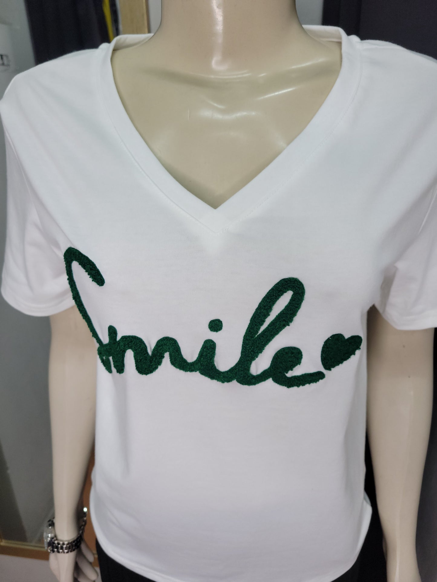 Smile Embroidery Graphic-T