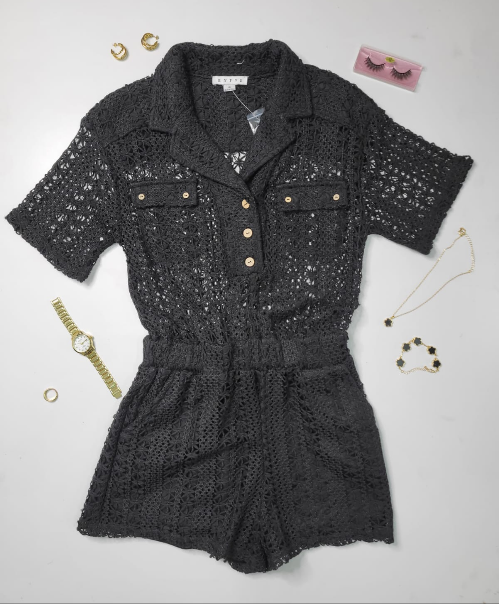 Crochet Button Front Romper