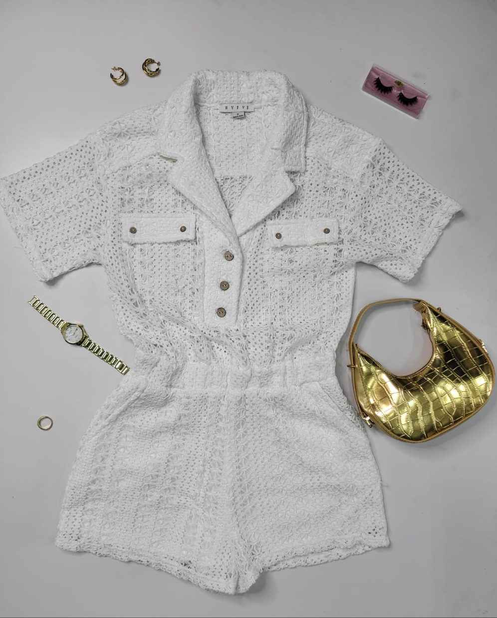 Crochet Button Front Romper