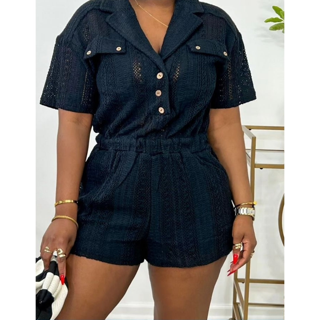 Crochet Button Front Romper
