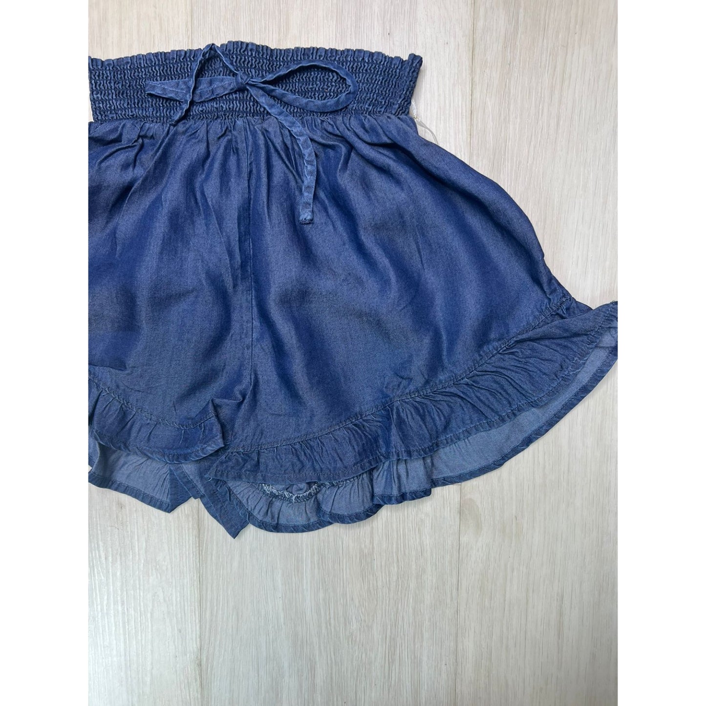 Ruffled Light Denim Shorts