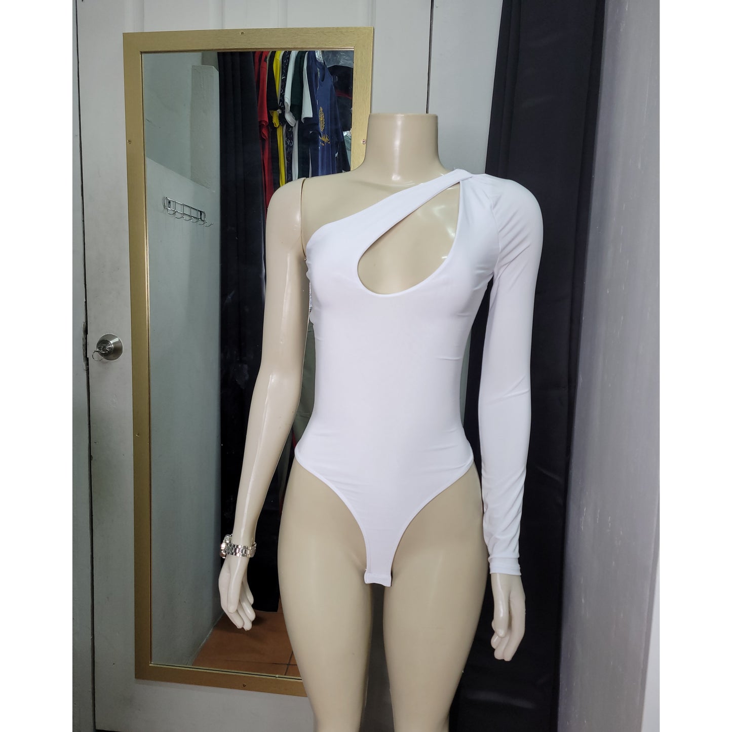 One Shoulder Long Sleeve Bodysiut