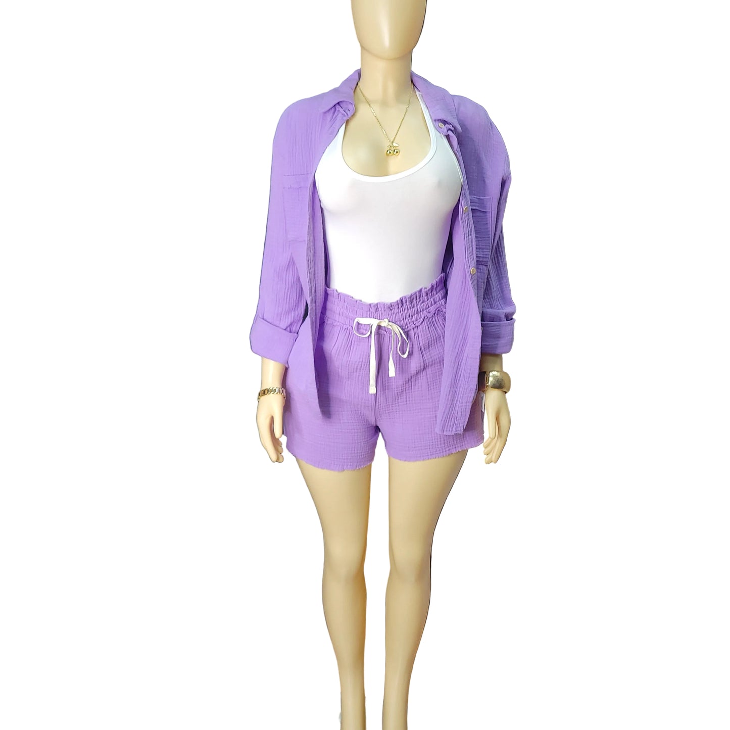 Playful Raw Edge Shirt Set
