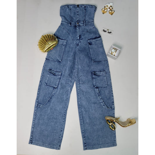 Cargo Denim Jumpsuit