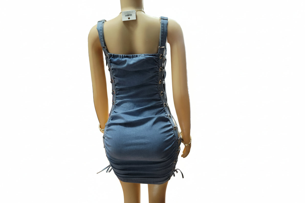 Lace Me Up Denim Dress