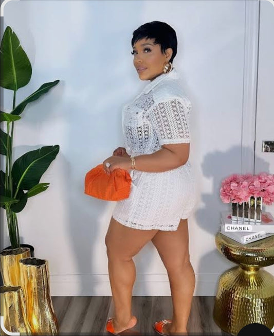 Crochet Button Front Romper