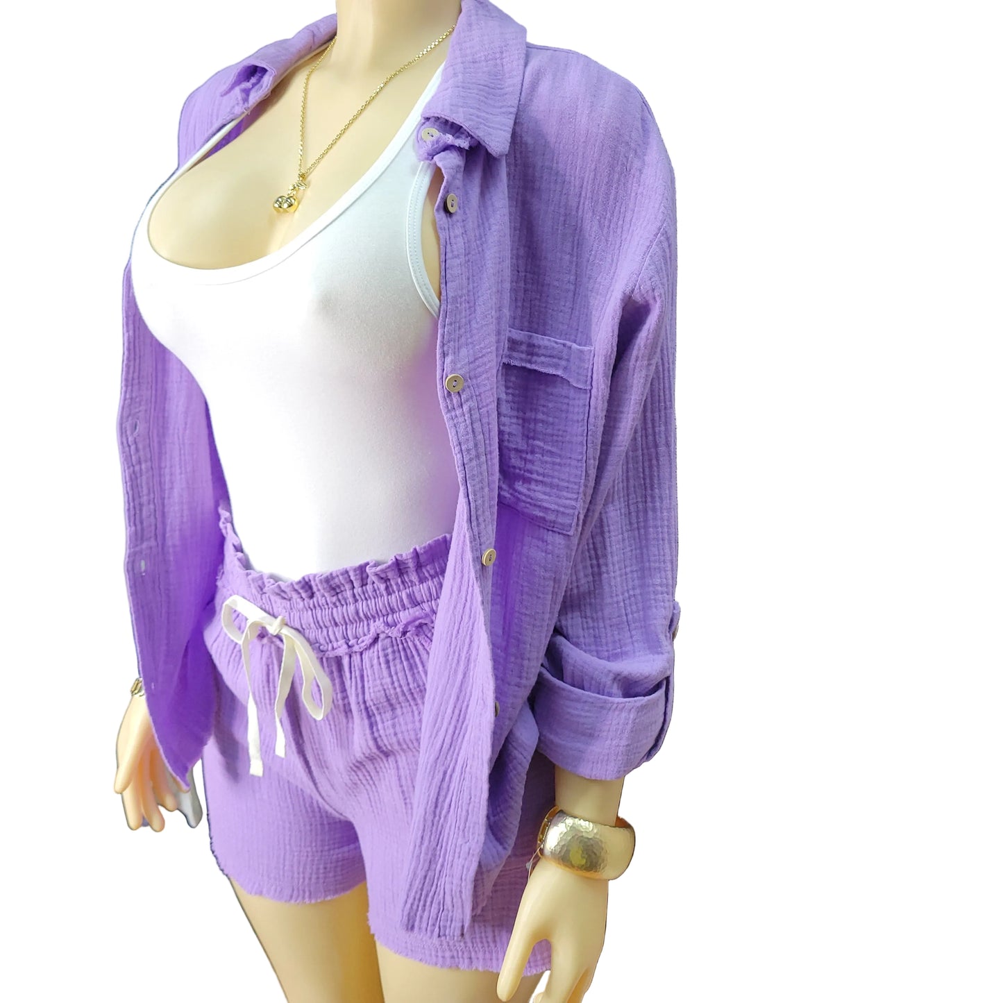Playful Raw Edge Shirt Set
