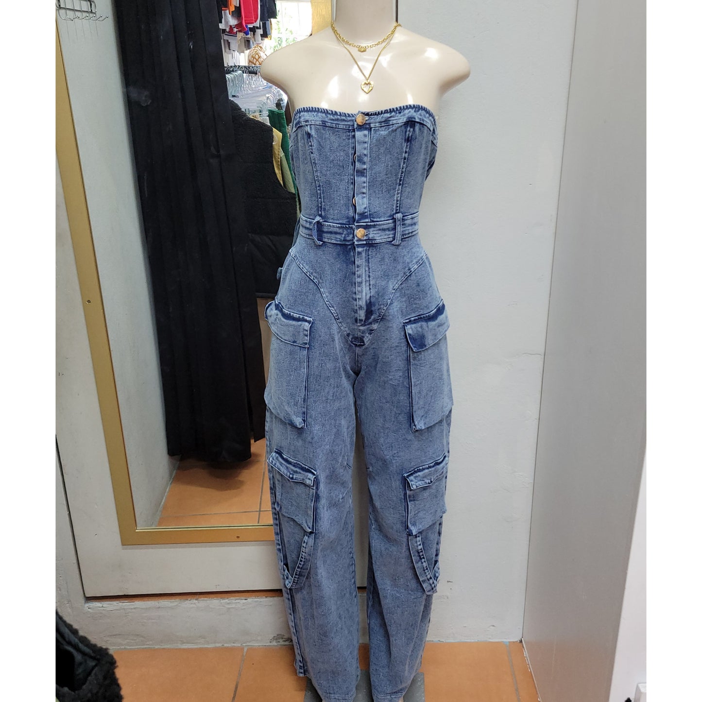 Cargo Denim Jumpsuit