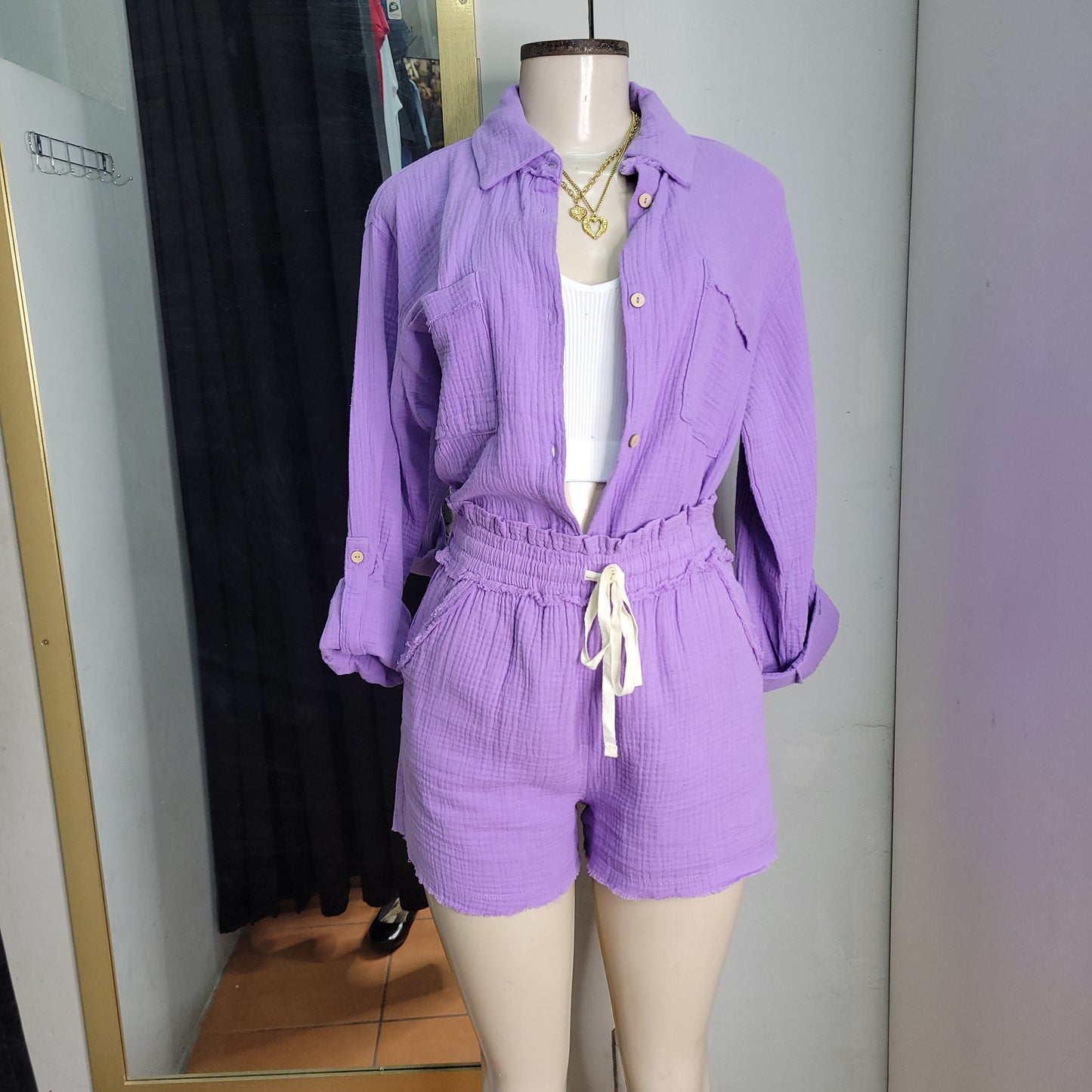 Playful Raw Edge Shirt Set
