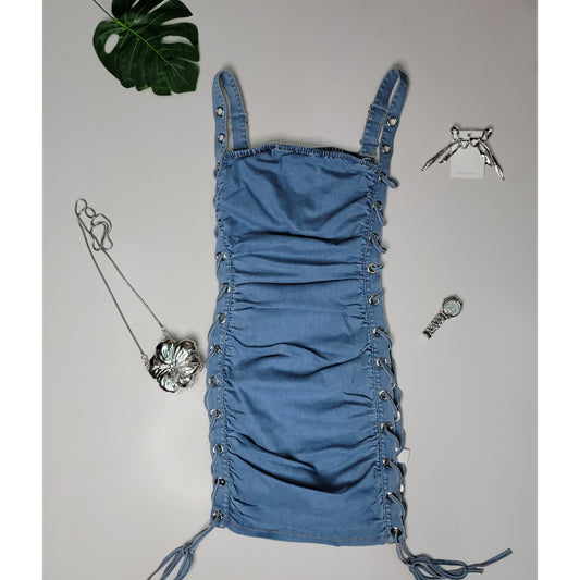 Lace Me Up Denim Dress