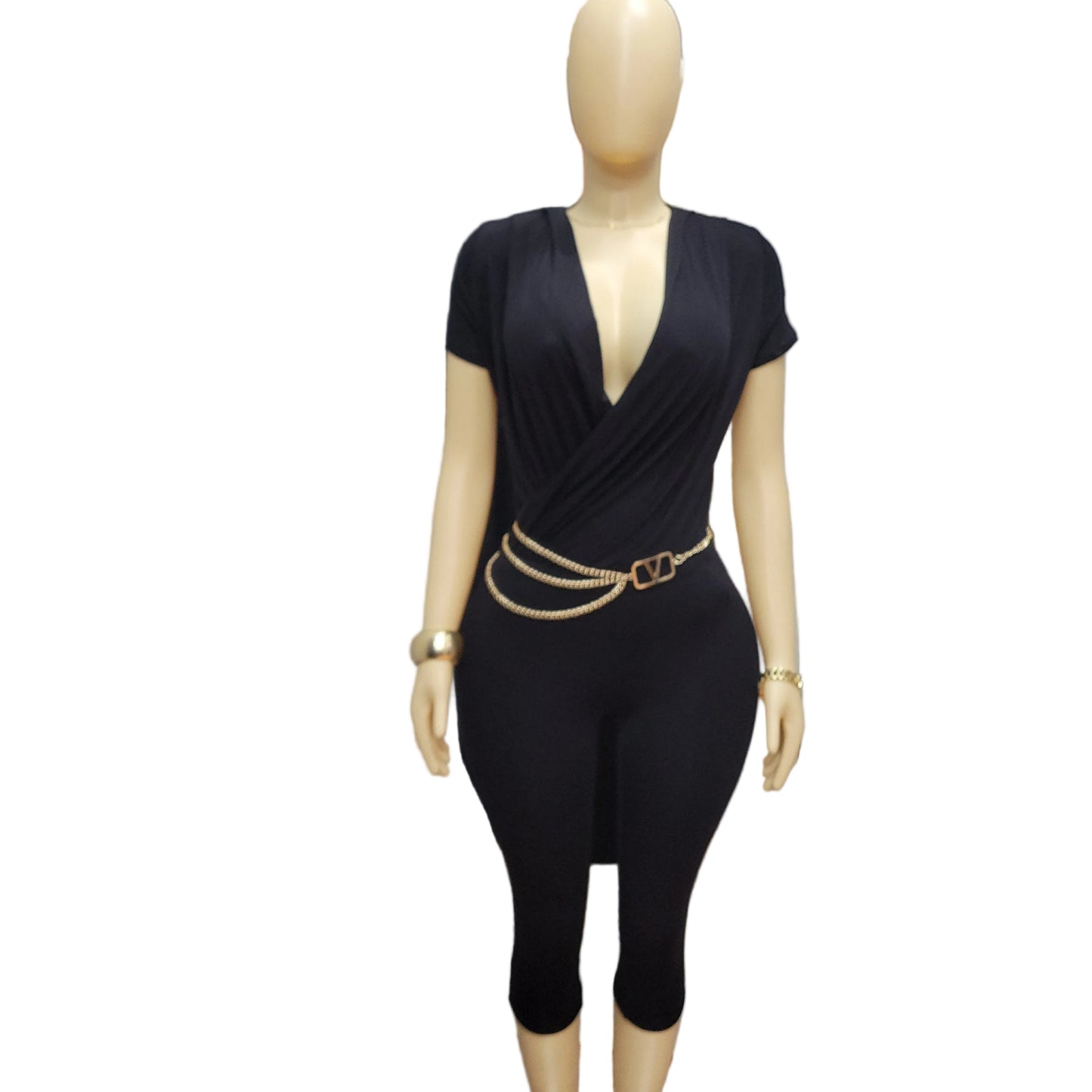 Draped Detail Capri Set