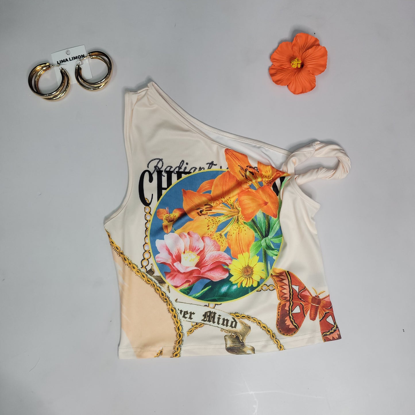 Floral Asymmetric Crop Top