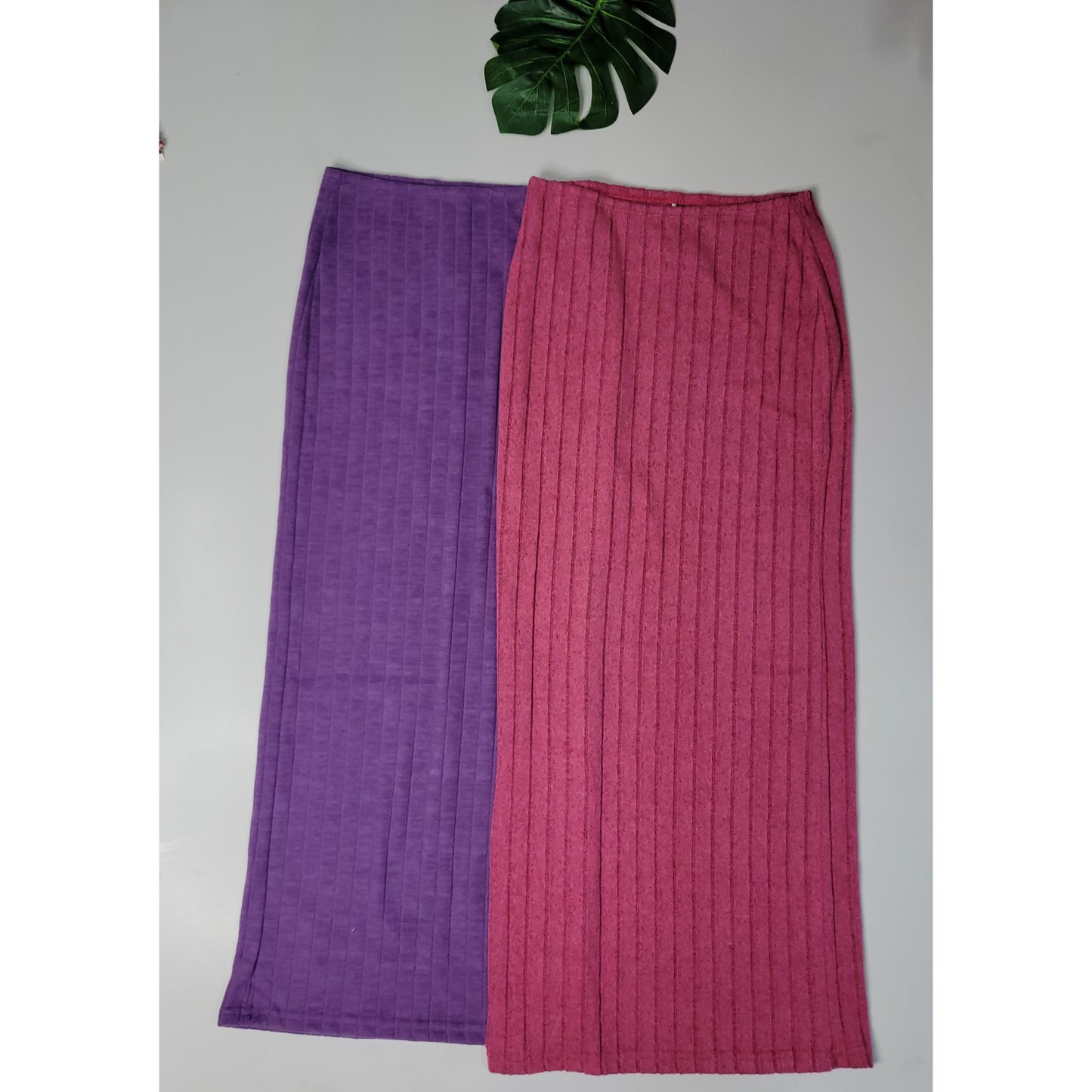 Solid Ribbed Knit Skirt