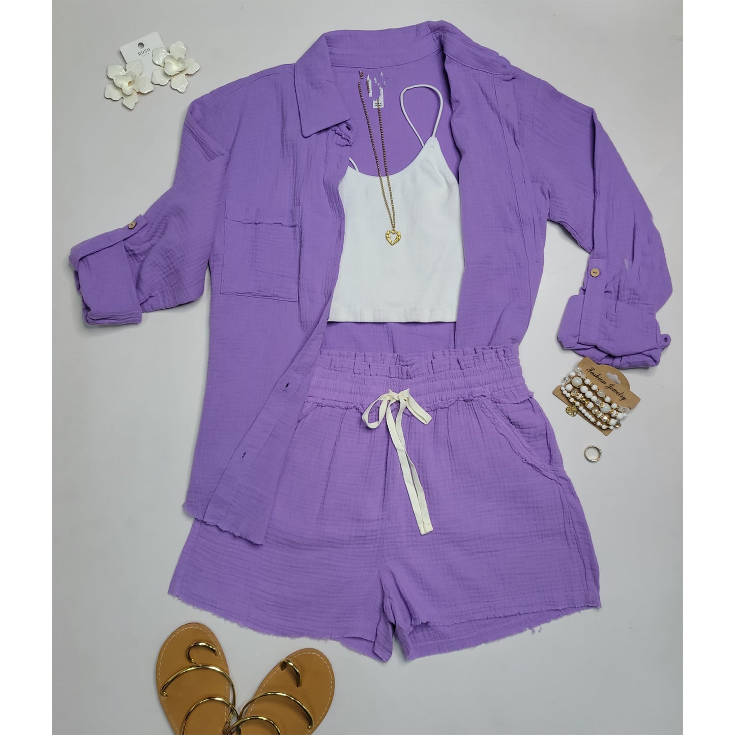 Playful Raw Edge Shirt Set